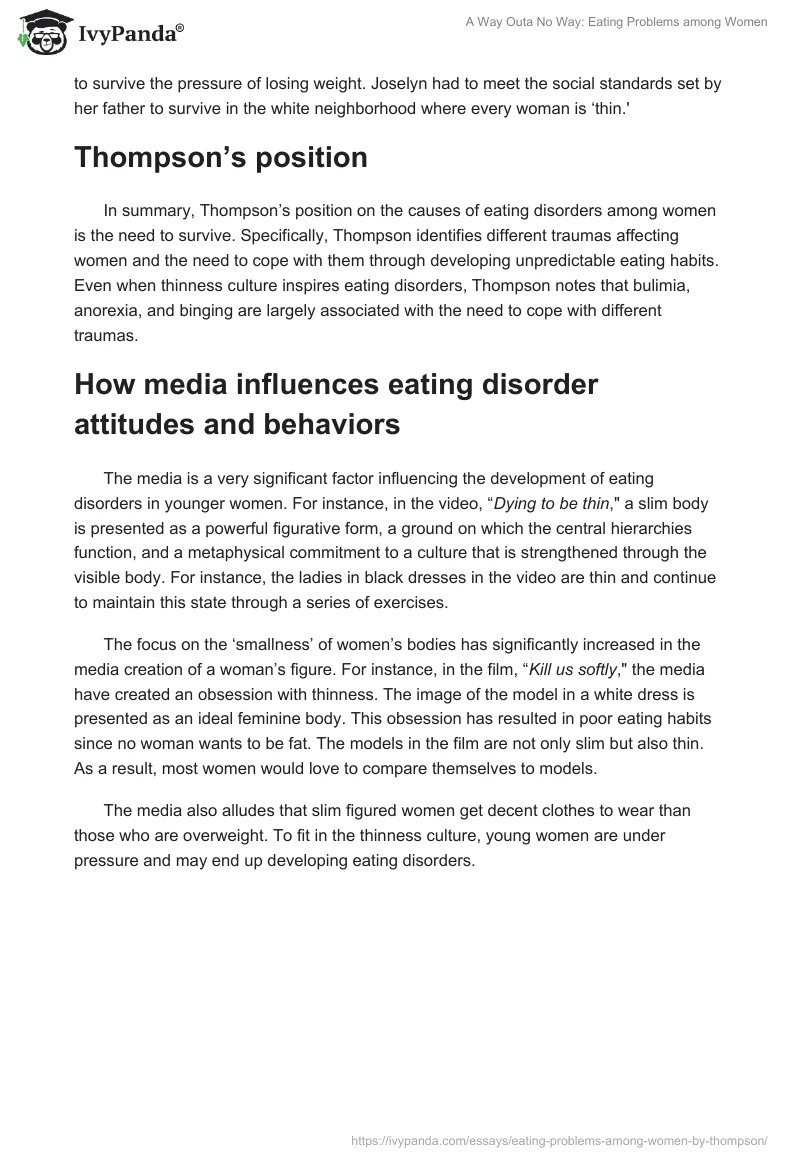 Eating Problems Among Women: Insights from Thompson's Analysis and Media Influence. Page 2