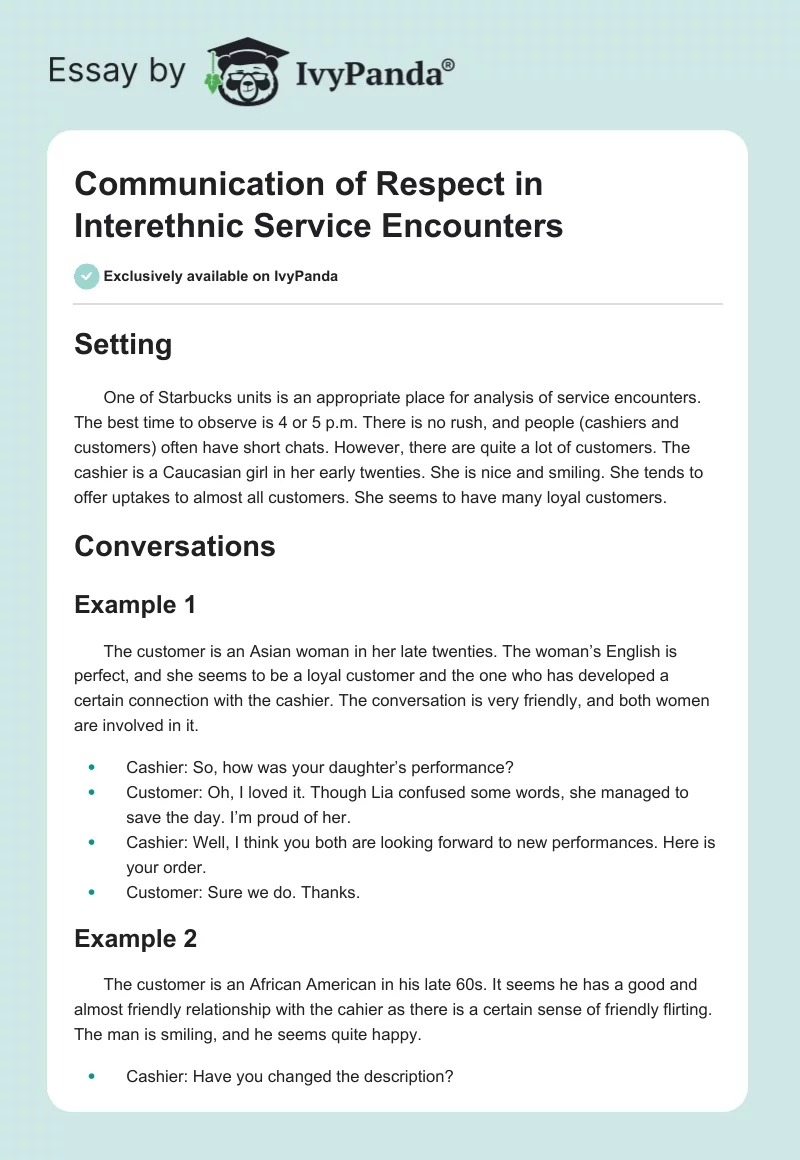 Communication of Respect in Interethnic Service Encounters. Page 1