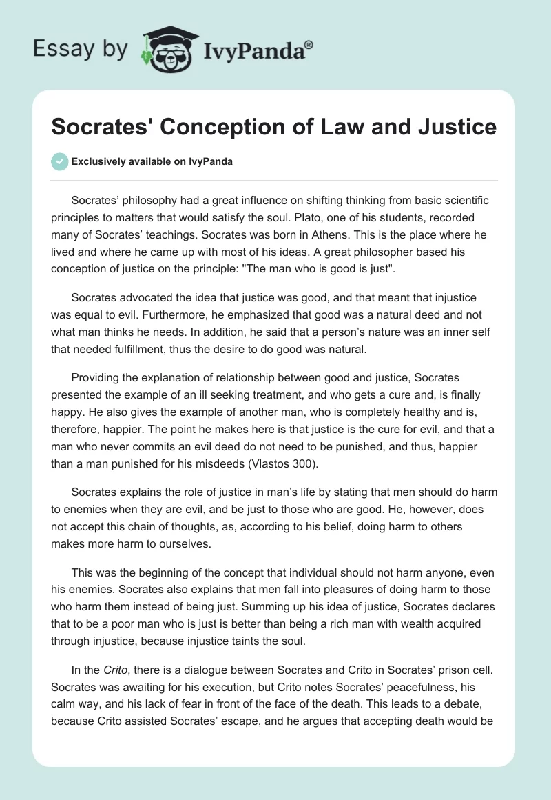 Socrates' Conception of Law and Justice. Page 1