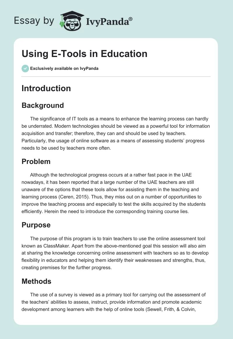 Using E-Tools in Education. Page 1