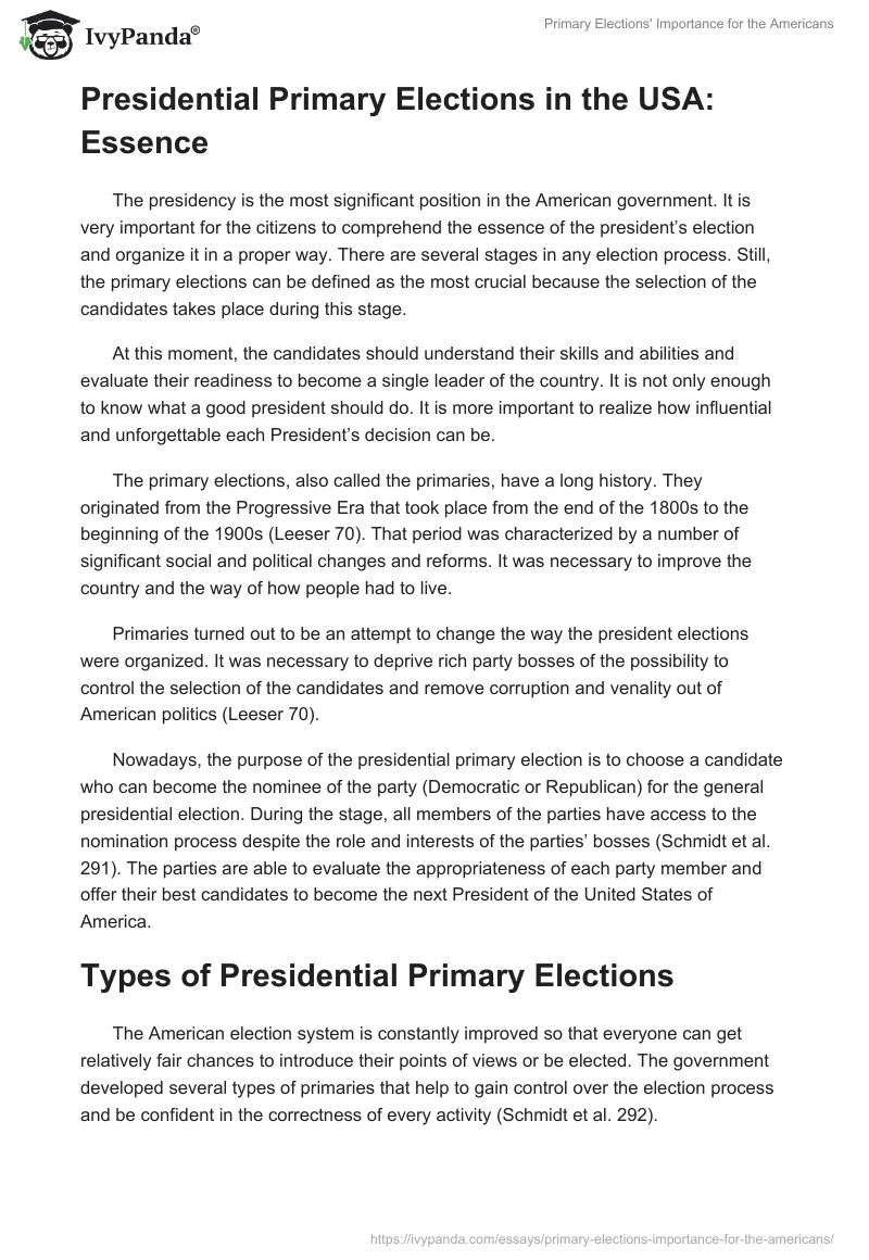 Primary Elections' Importance for the Americans. Page 2