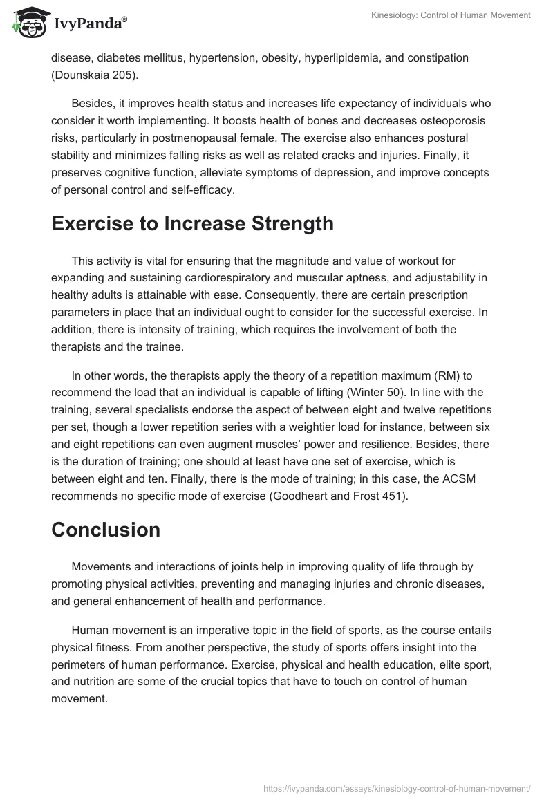 Kinesiology: Control of Human Movement. Page 4