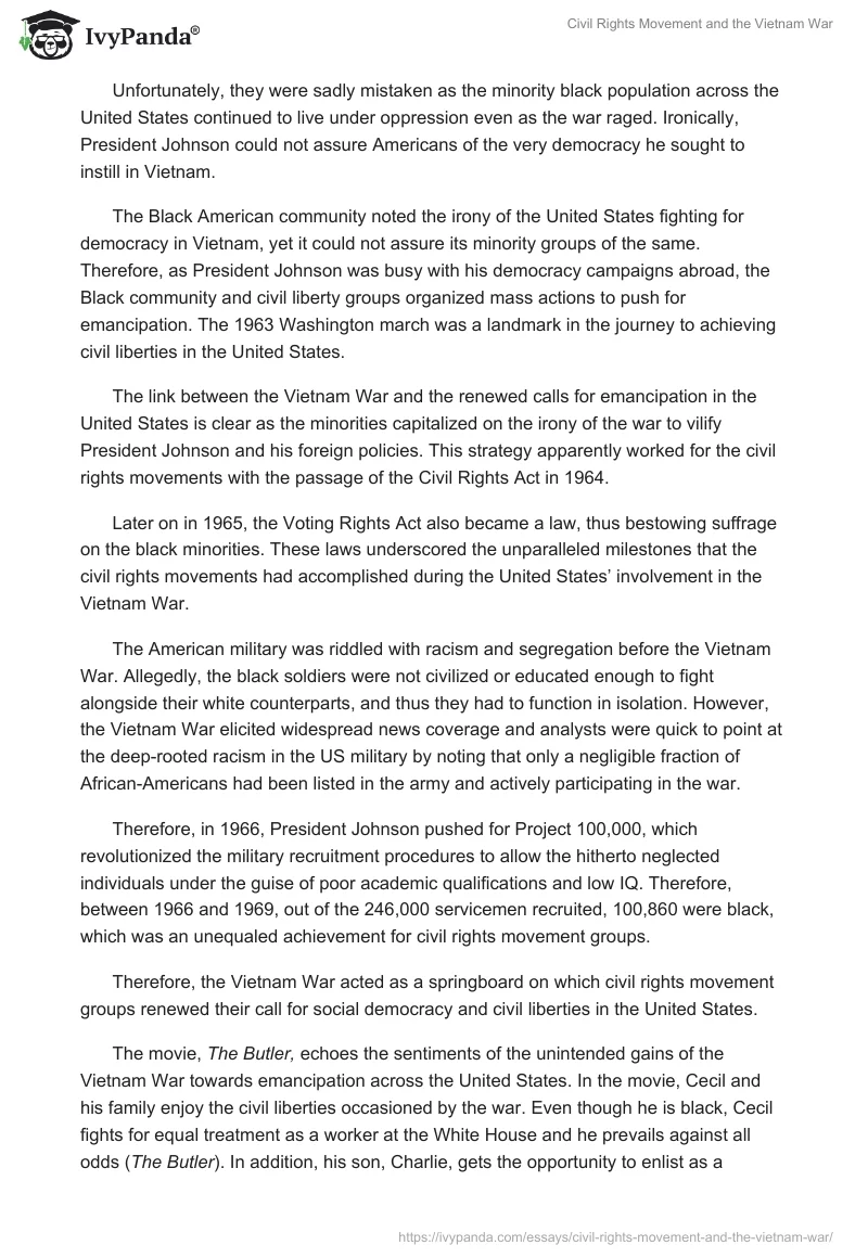 Civil Rights Movement and the Vietnam War. Page 2