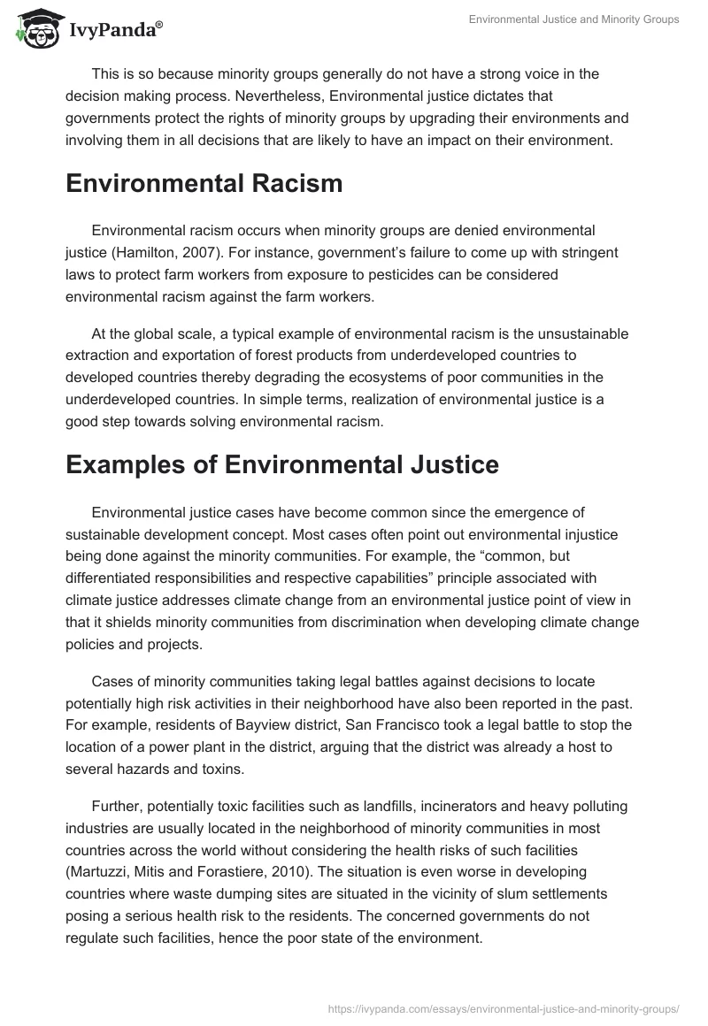 Environmental Justice and Minority Groups. Page 2