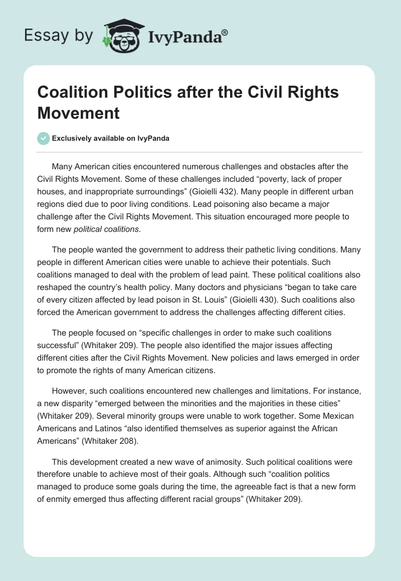 Coalition Politics After the Civil Rights Movement. Page 1