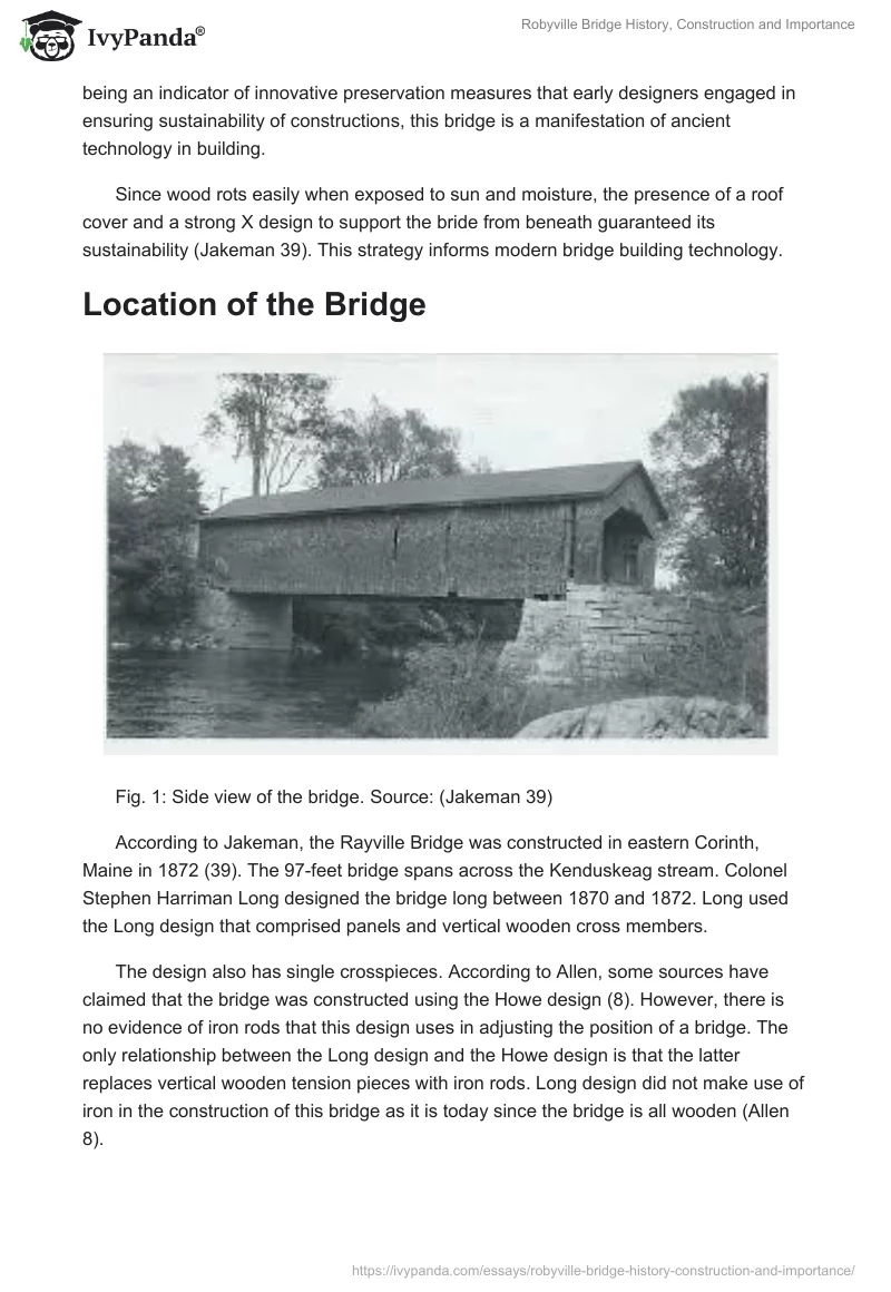 Robyville Bridge History, Construction and Importance. Page 2