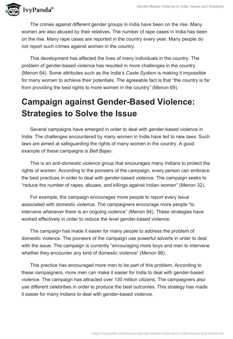 Gender-Based Violence in India: Issues and Solutions. Page 2