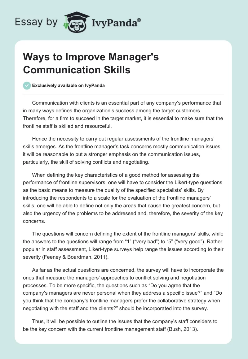 Ways to Improve Manager's Communication Skills. Page 1