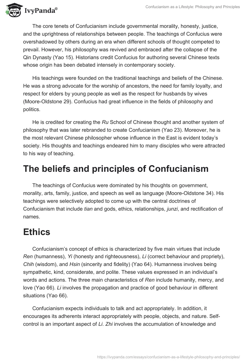 Confucianism as a Lifestyle: Philosophy and Principles. Page 2