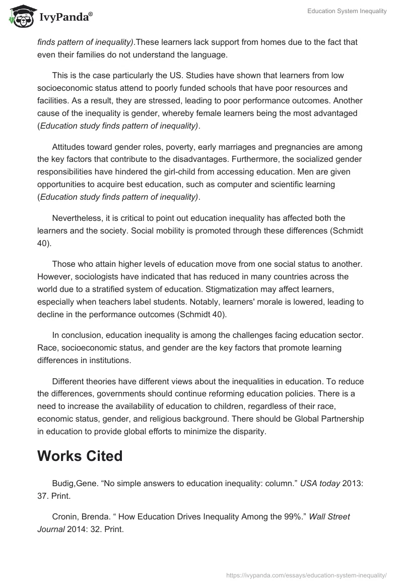 Education System Inequality. Page 4