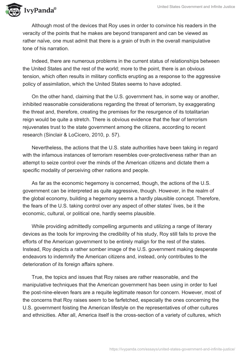 United States Government and Infinite Justice. Page 4