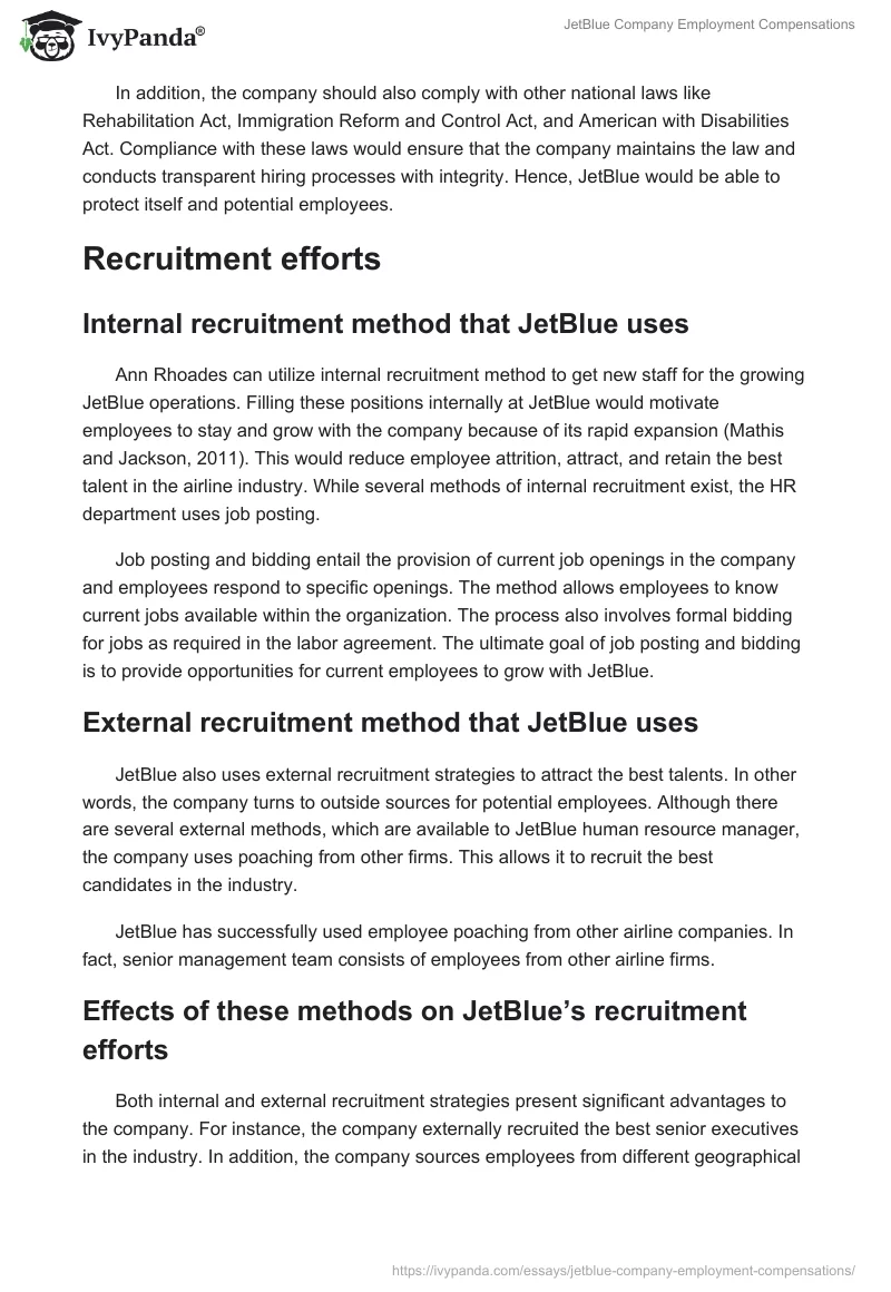 JetBlue Company Employment Compensations. Page 2