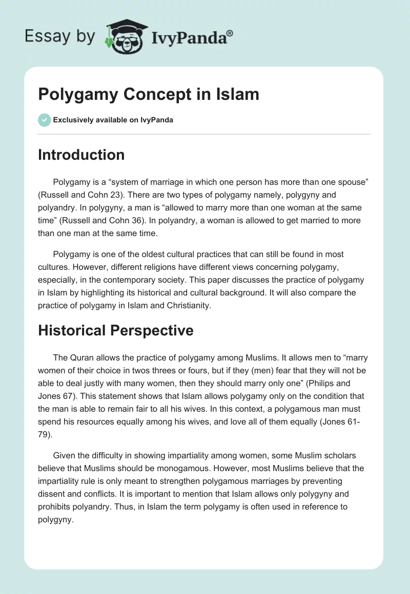 Polygamy Concept in Islam. Page 1