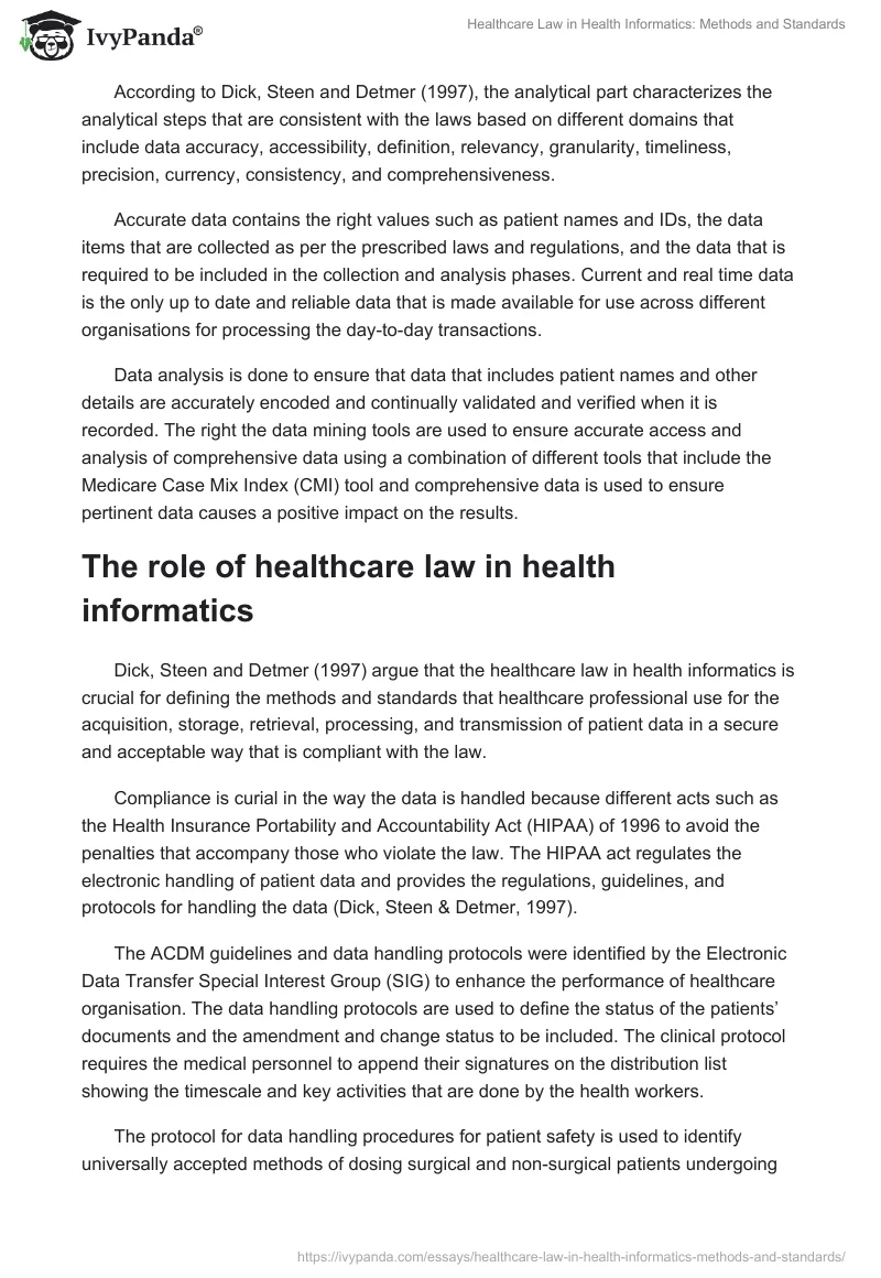 Healthcare Law in Health Informatics: Methods and Standards. Page 2