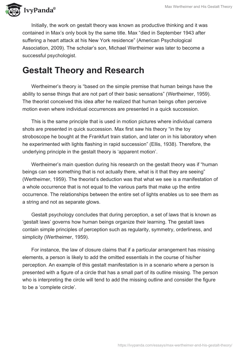 Max Wertheimer and His Gestalt Theory. Page 3