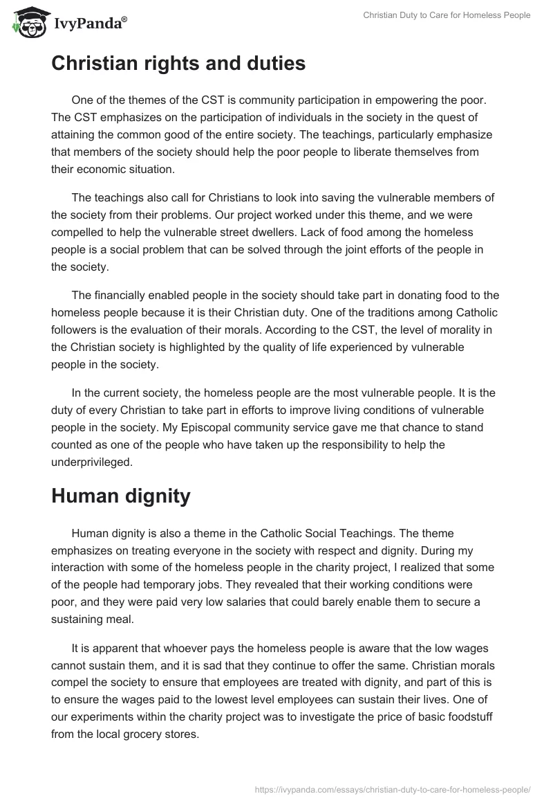 Christian Duty to Care for Homeless People. Page 3