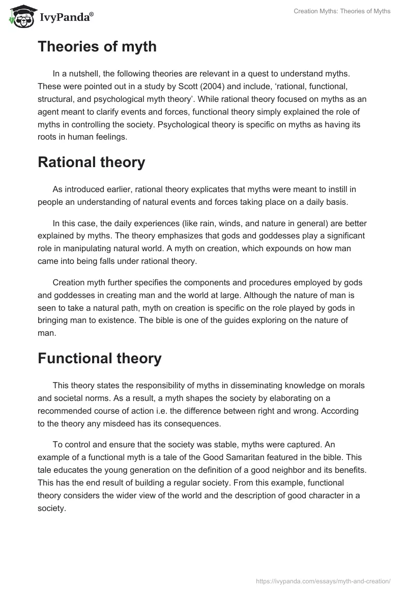 Creation Myths: Theories of Myths. Page 2