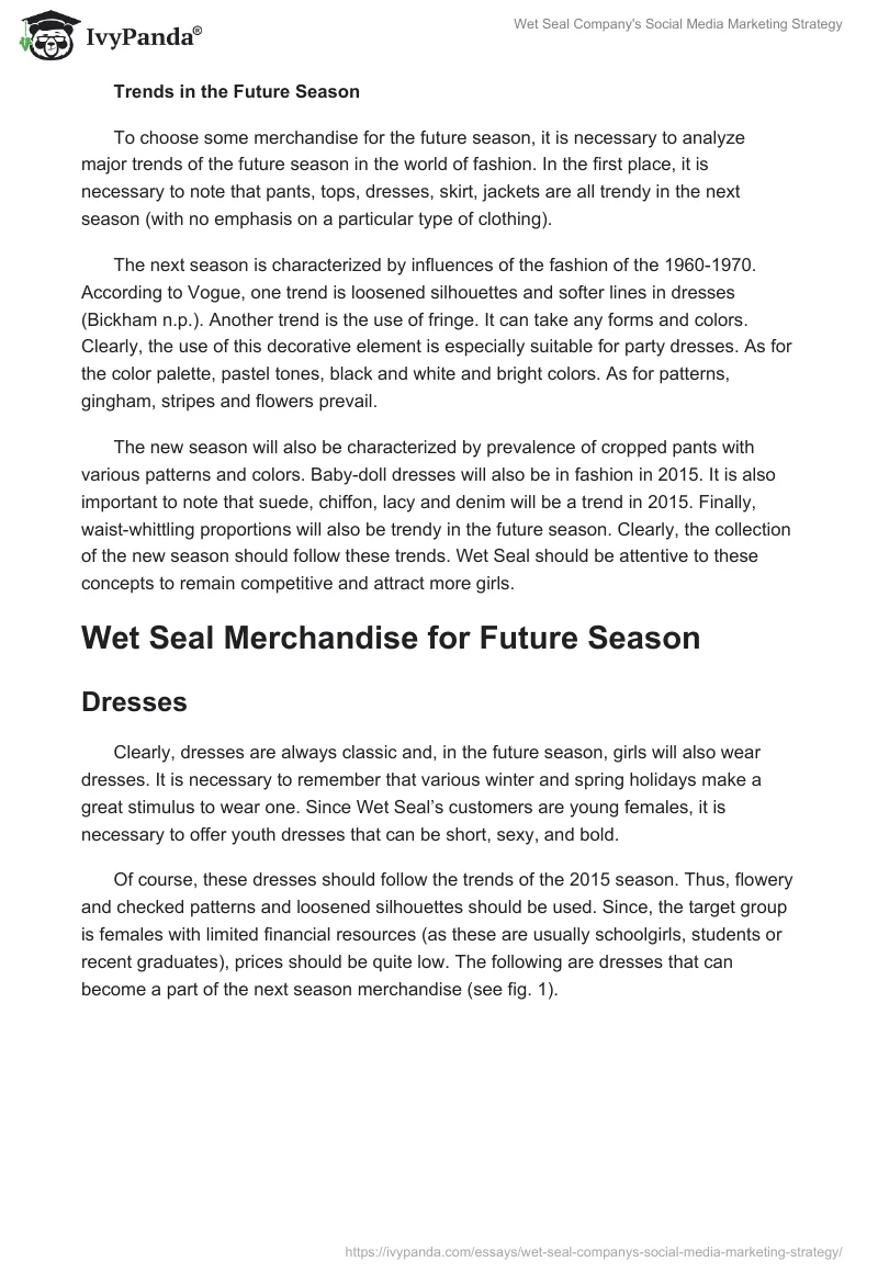 Wet Seal Company's Social Media Marketing Strategy. Page 2