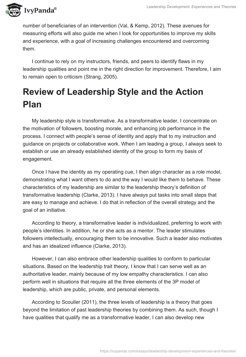 Leadership Development: Experiences and Theories. Page 5
