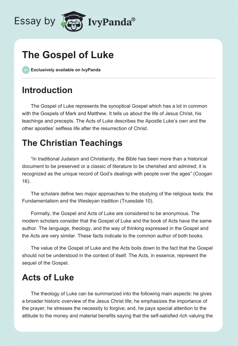 The Gospel of Luke. Page 1