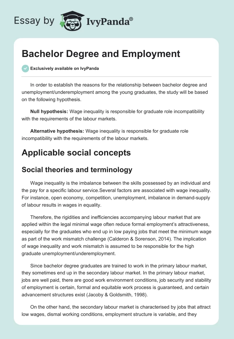 Bachelor Degree and Employment. Page 1