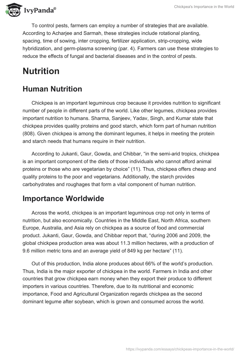 Chickpea's Importance in the World. Page 4