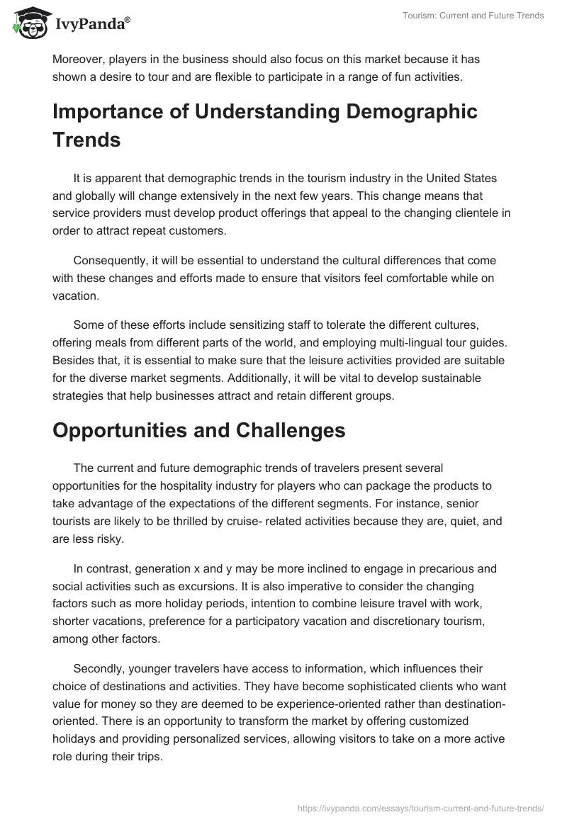 Tourism: Current and Future Trends. Page 3