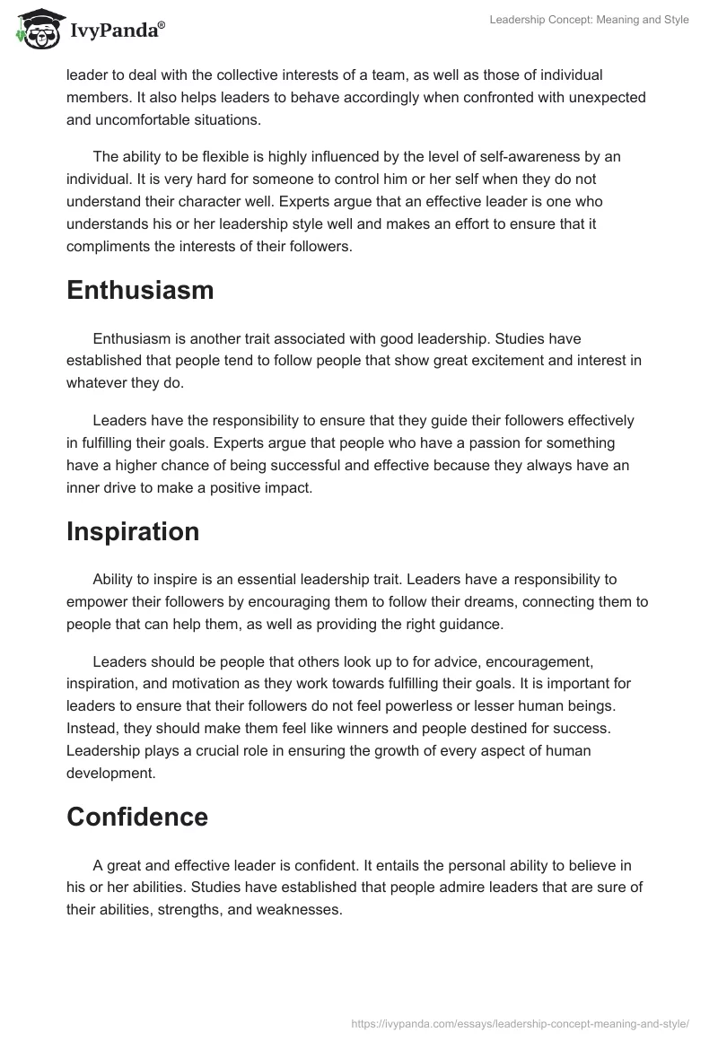 Leadership Concept: Meaning and Style. Page 2