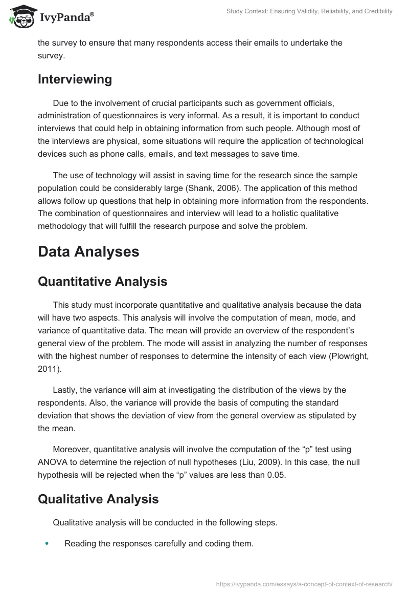 Study Context: Ensuring Validity, Reliability, and Credibility. Page 5