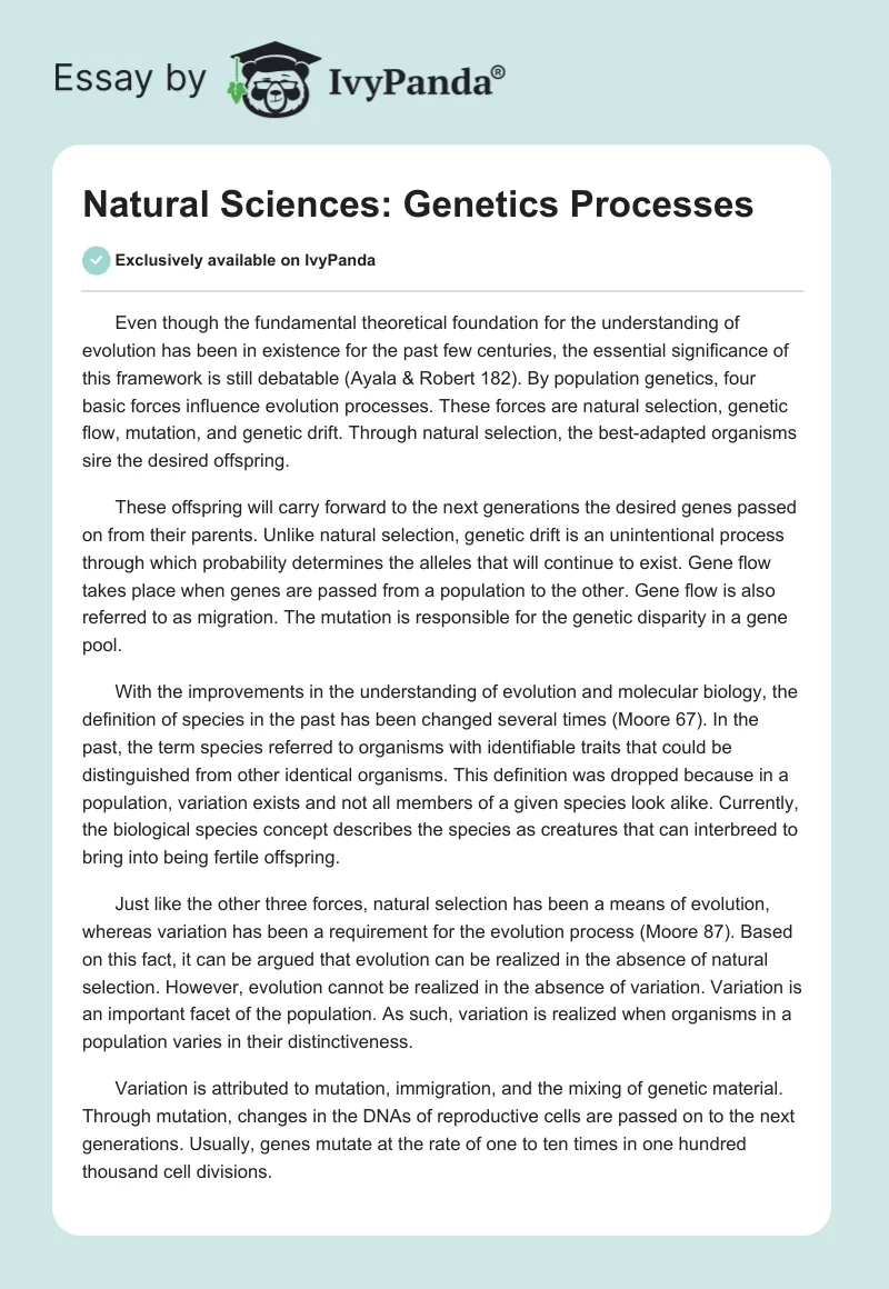 Natural Sciences: Genetics Processes. Page 1