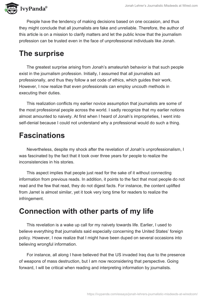 Jonah Lehrer’s Journalistic Misdeeds at Wired.com. Page 2