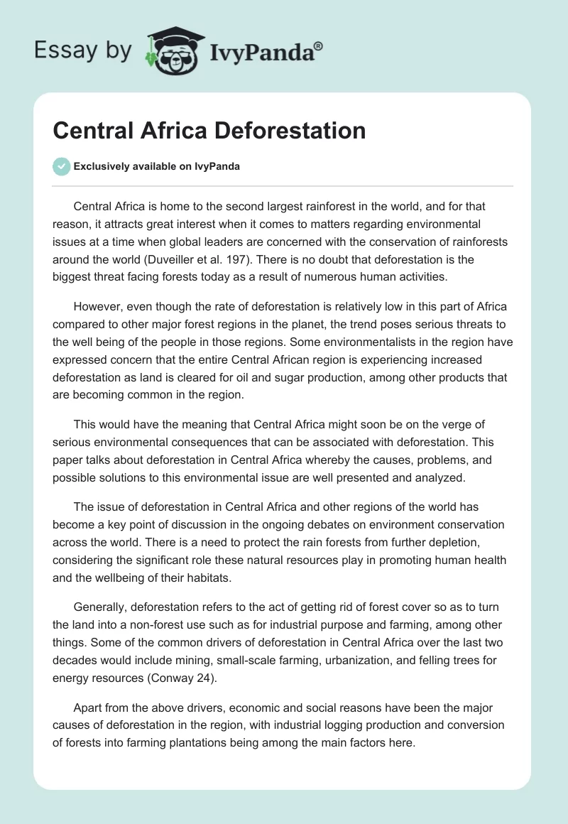 Central Africa Deforestation. Page 1