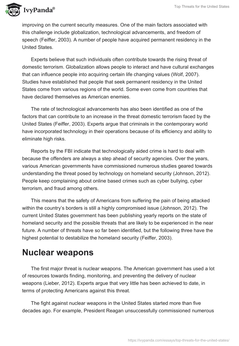 Top Threats for the United States. Page 2