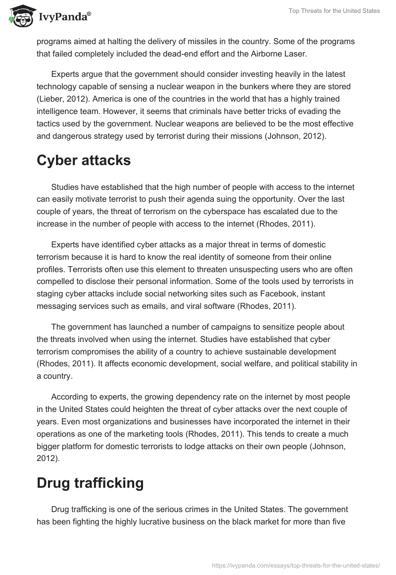 Top Threats for the United States. Page 3