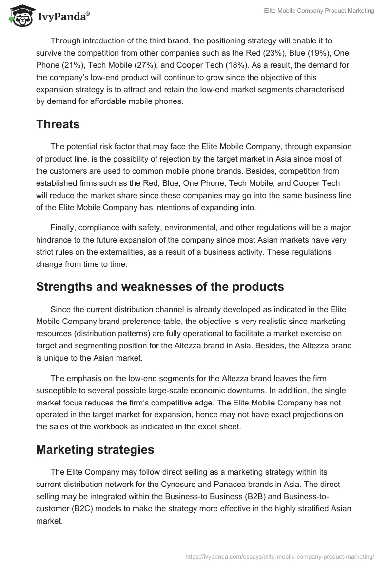 Elite Mobile Company Product Marketing. Page 5