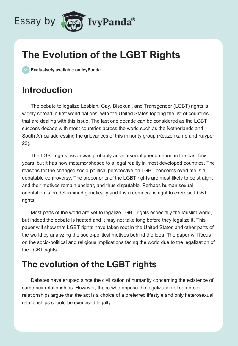 The Evolution of the LGBT Rights. Page 1