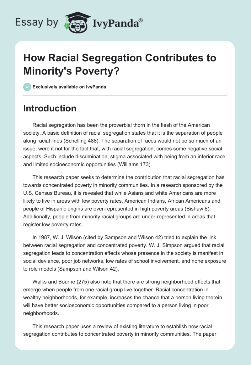 How Racial Segregation Contributes to Minority's Poverty?. Page 1