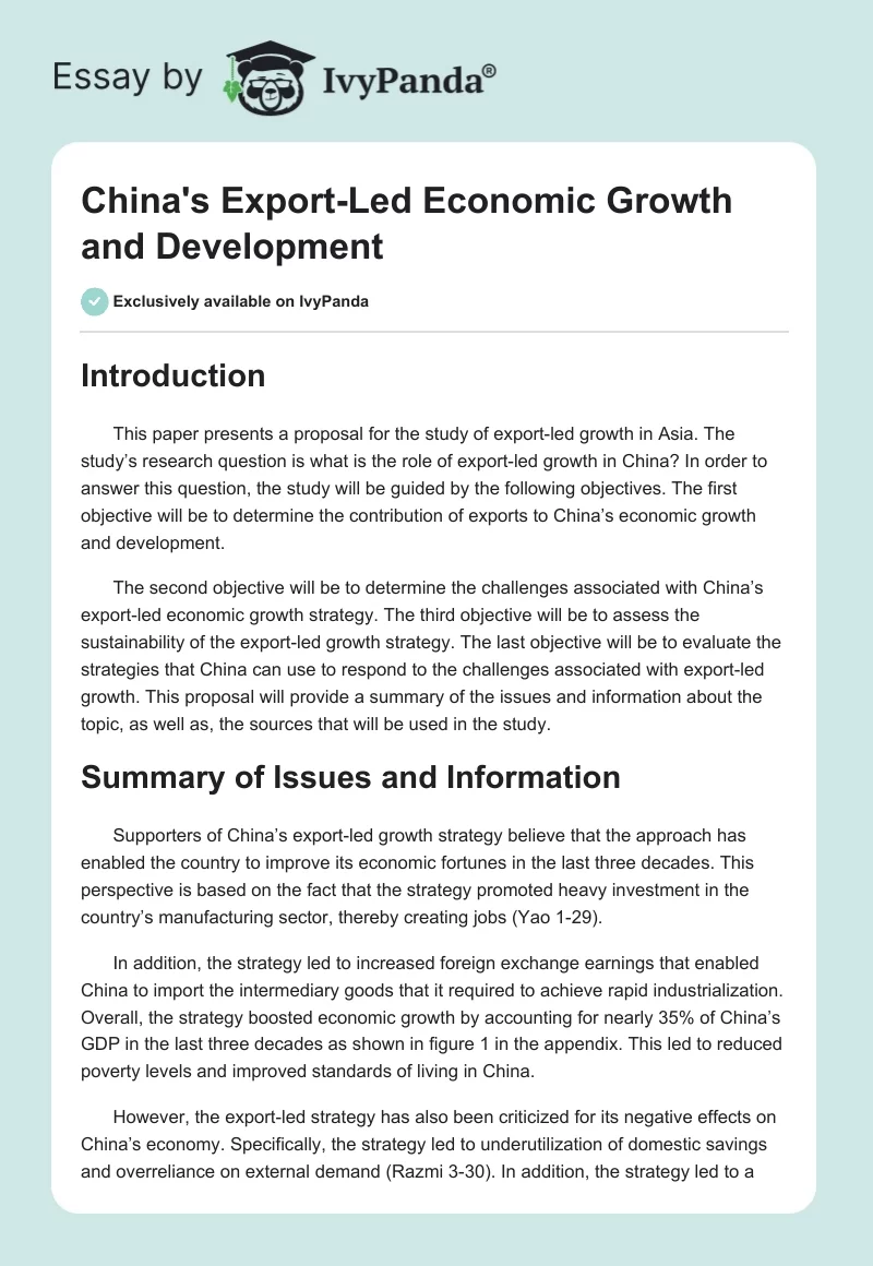China's Export-Led Economic Growth and Development. Page 1
