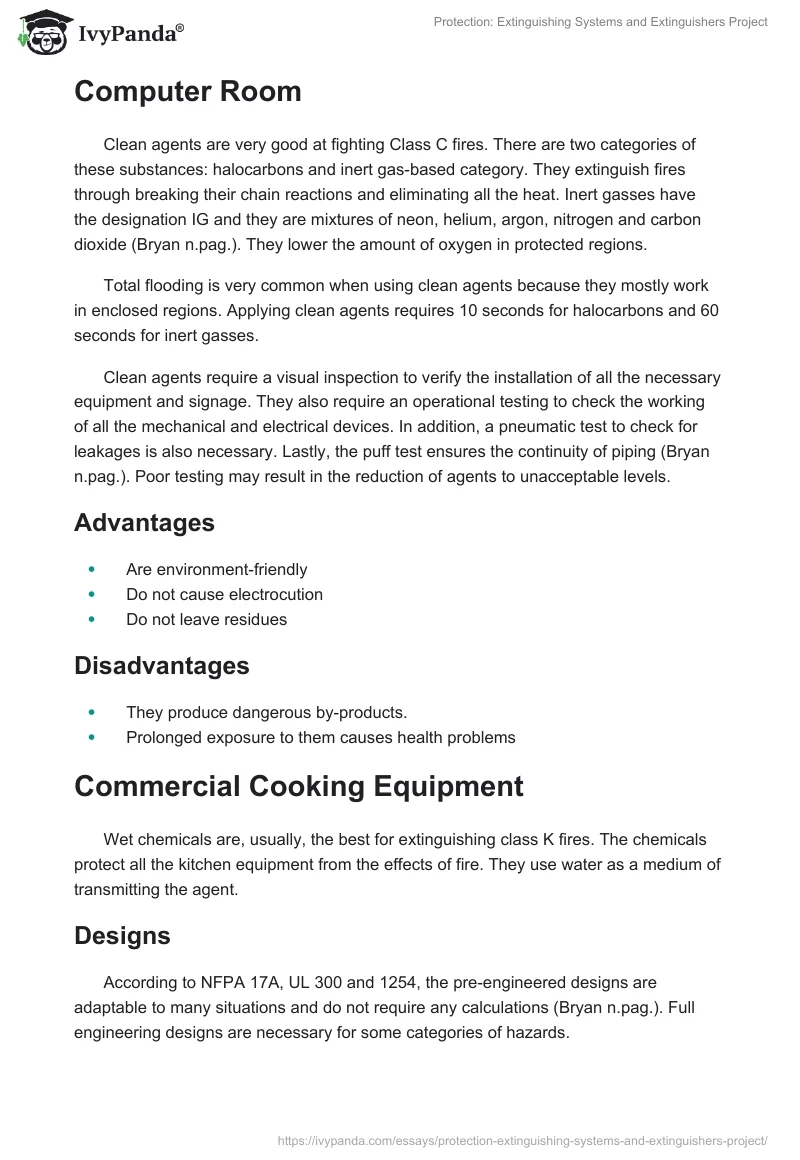 Protection: Extinguishing Systems and Extinguishers Project. Page 3