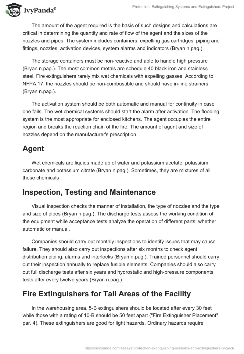 Protection: Extinguishing Systems and Extinguishers Project. Page 4