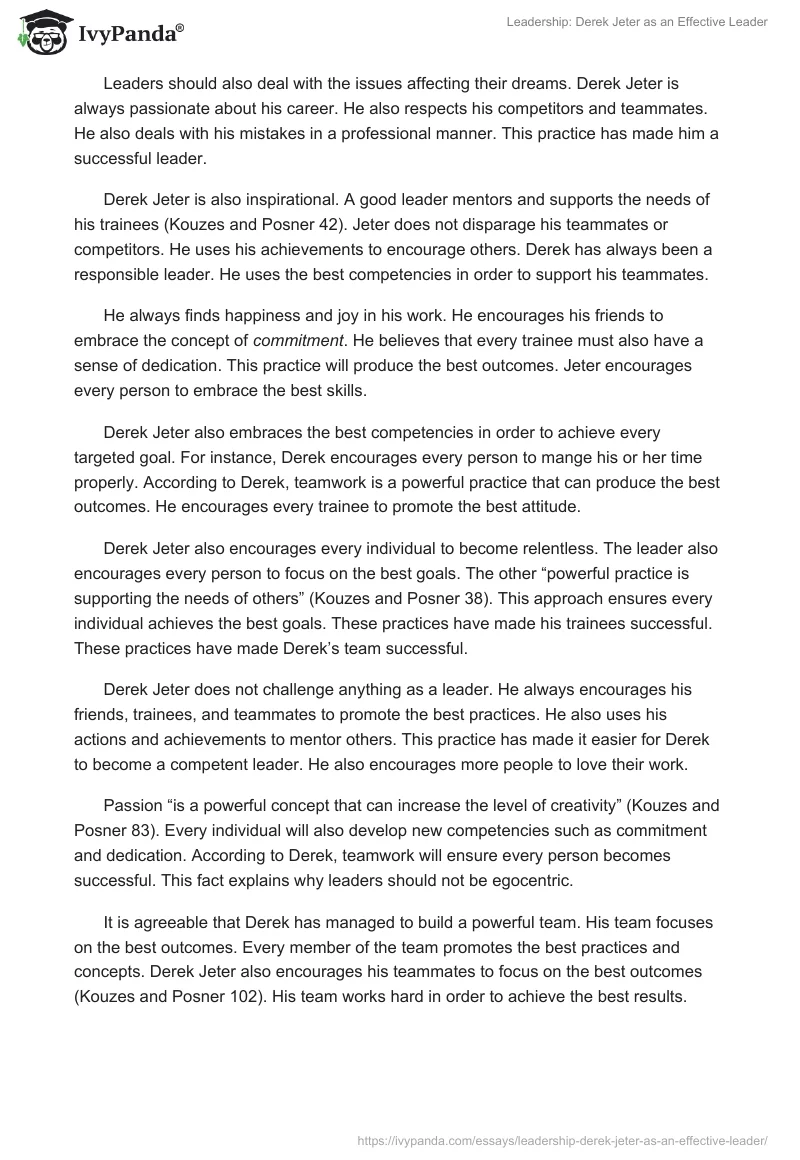 Leadership: Derek Jeter as an Effective Leader. Page 2