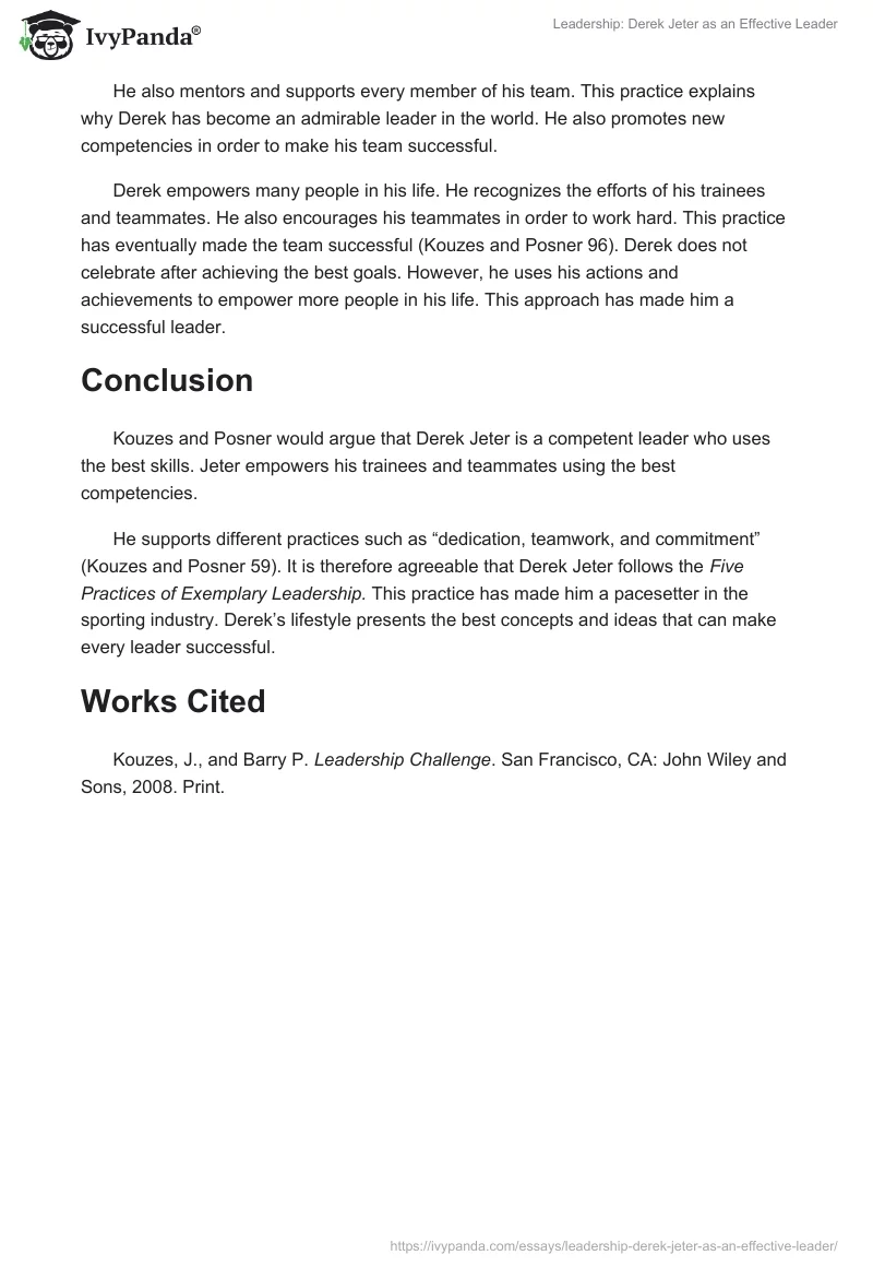 Leadership: Derek Jeter as an Effective Leader. Page 3