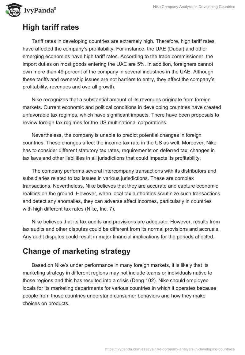 Nike Company Analysis in Developing Countries. Page 4