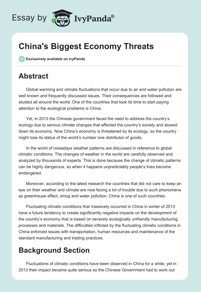 China's Biggest Economy Threats. Page 1