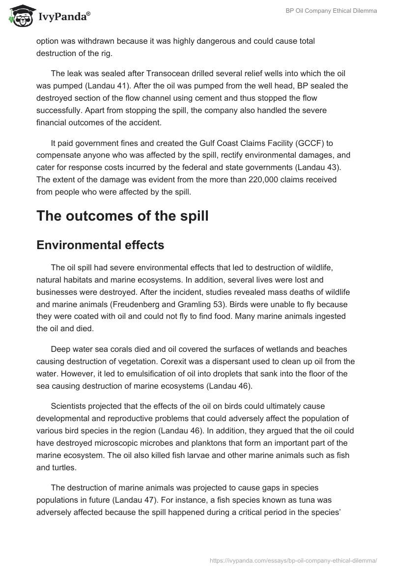 BP Oil Company Ethical Dilemma. Page 4
