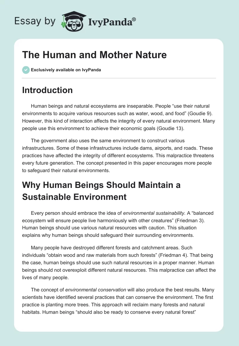 The Human and Mother Nature. Page 1