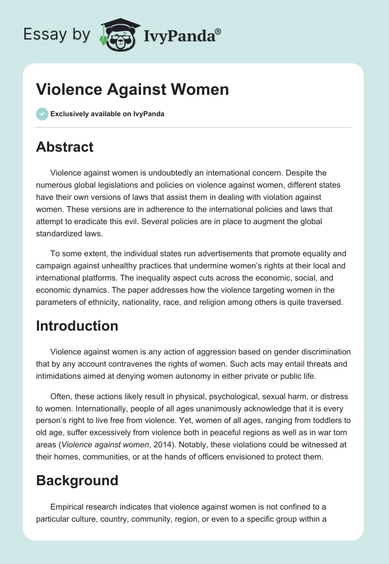 Violence Against Women. Page 1