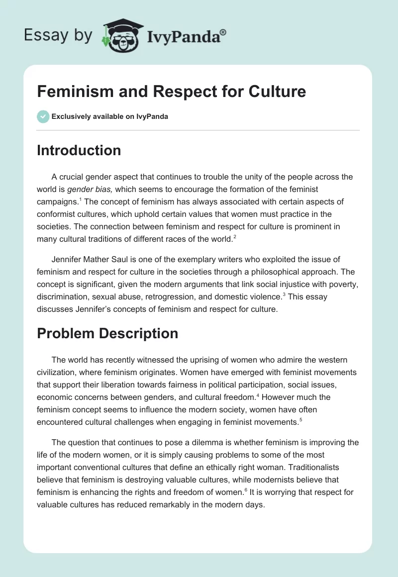 Feminism and Respect for Culture. Page 1
