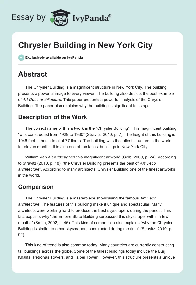 Chrysler Building in New York City. Page 1