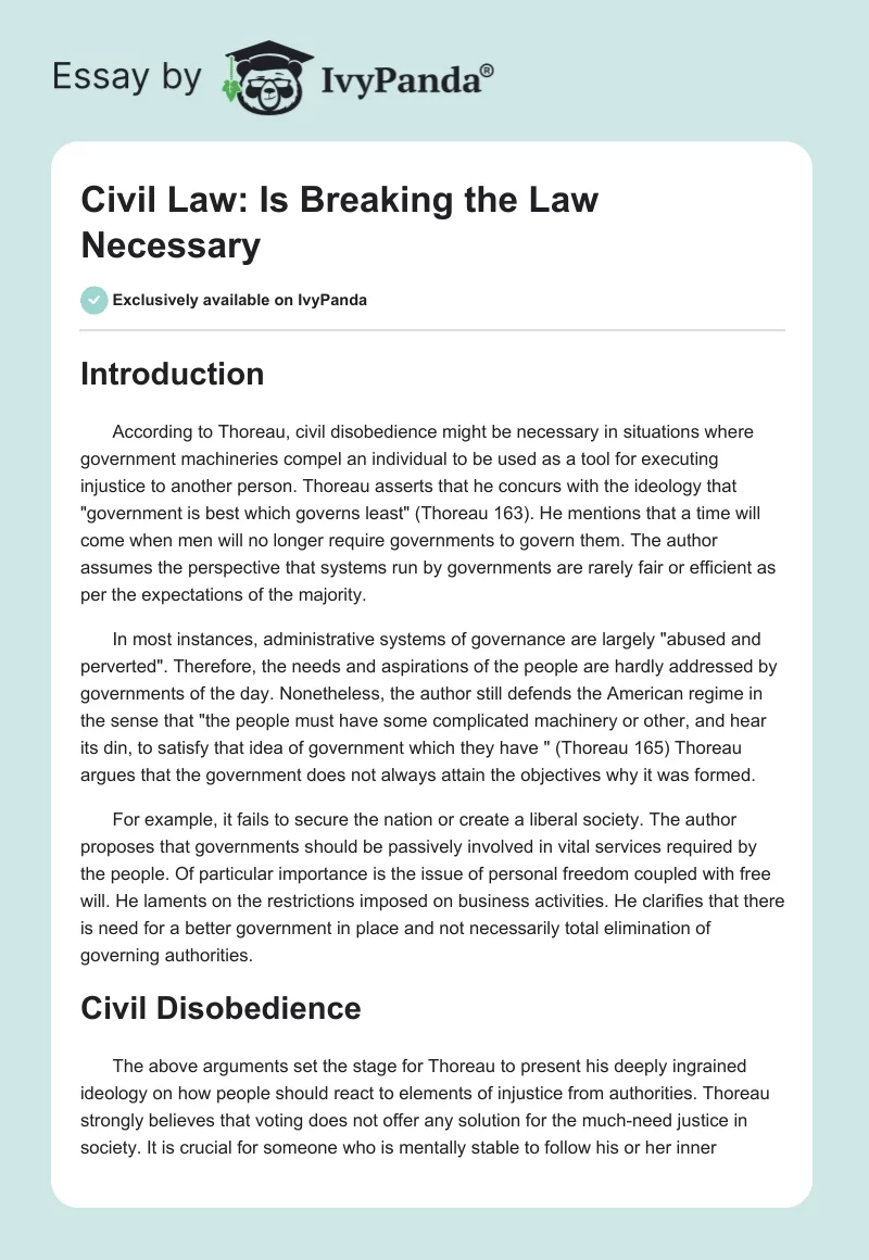 Civil Law: Is Breaking the Law Necessary. Page 1
